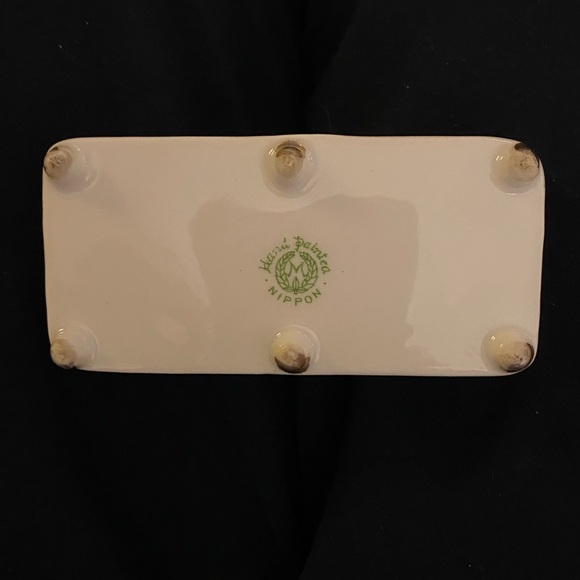 Antique Nippon Hand-Painted Pink, Green & Gold Floral Porcelain Vanity Dish - Picture 15 of 16